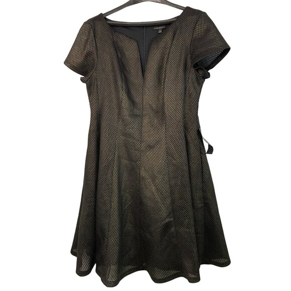 Lane Bryant 14/16 Black Mesh Print A-Line Metalic Fit & Flare Dress 14/16 NWT 76 - Picture 2 of 9